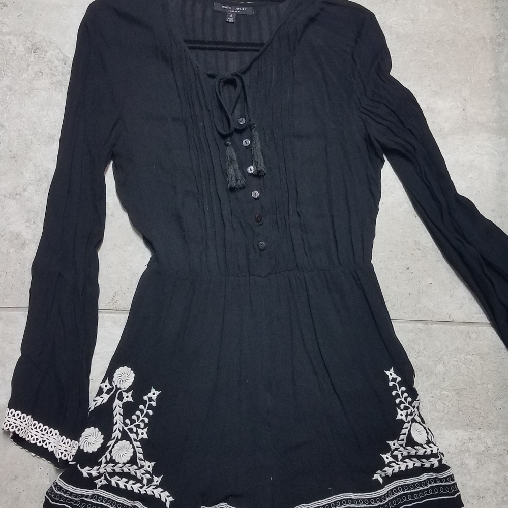 Romeo & Juliet couture black embroidered romper